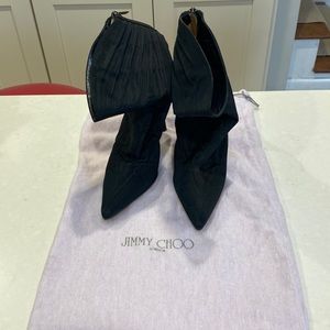 Womens Jimmy Choo  3 inch boot satin boot with leather inside - size 35 1/2